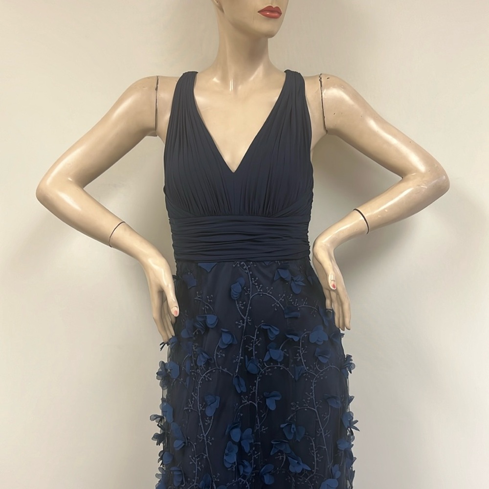 Aidan by Aidan Mattox sleeveless embroidered V-neck long gown - Picture 4 of 12